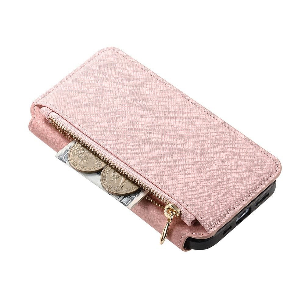 CASENEO For iPhone 16 Pro Max Case Cross Texture Leather Detachable Zipper Wallet Magnetic Phone Cover - Image 5