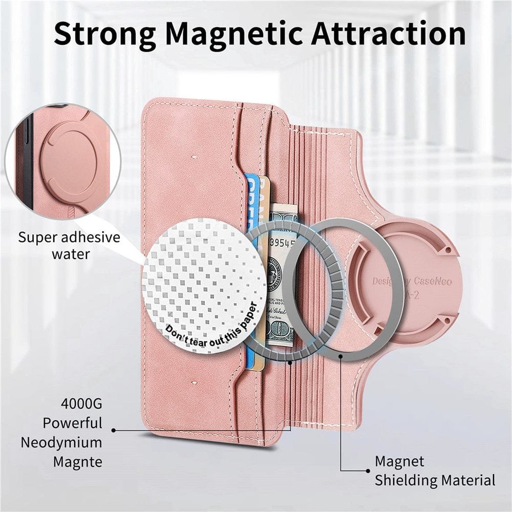 CASENEO For iPhone 16 Pro Max Case Cross Texture Leather Detachable Zipper Wallet Magnetic Phone Cover - Image 9