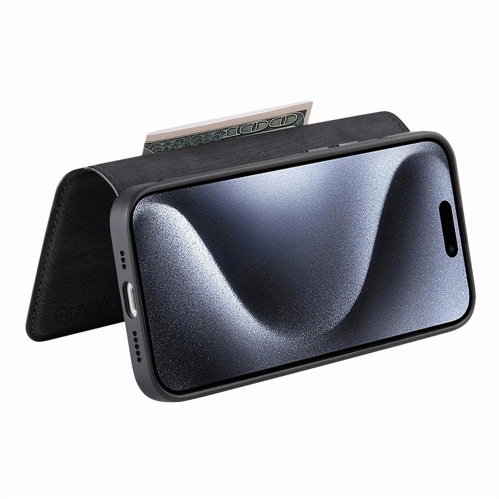 CASENEO MW-03 For iPhone 16 Pro Case Magnetic Detachable Wallet Leather Flip Phone Cover - Image 3