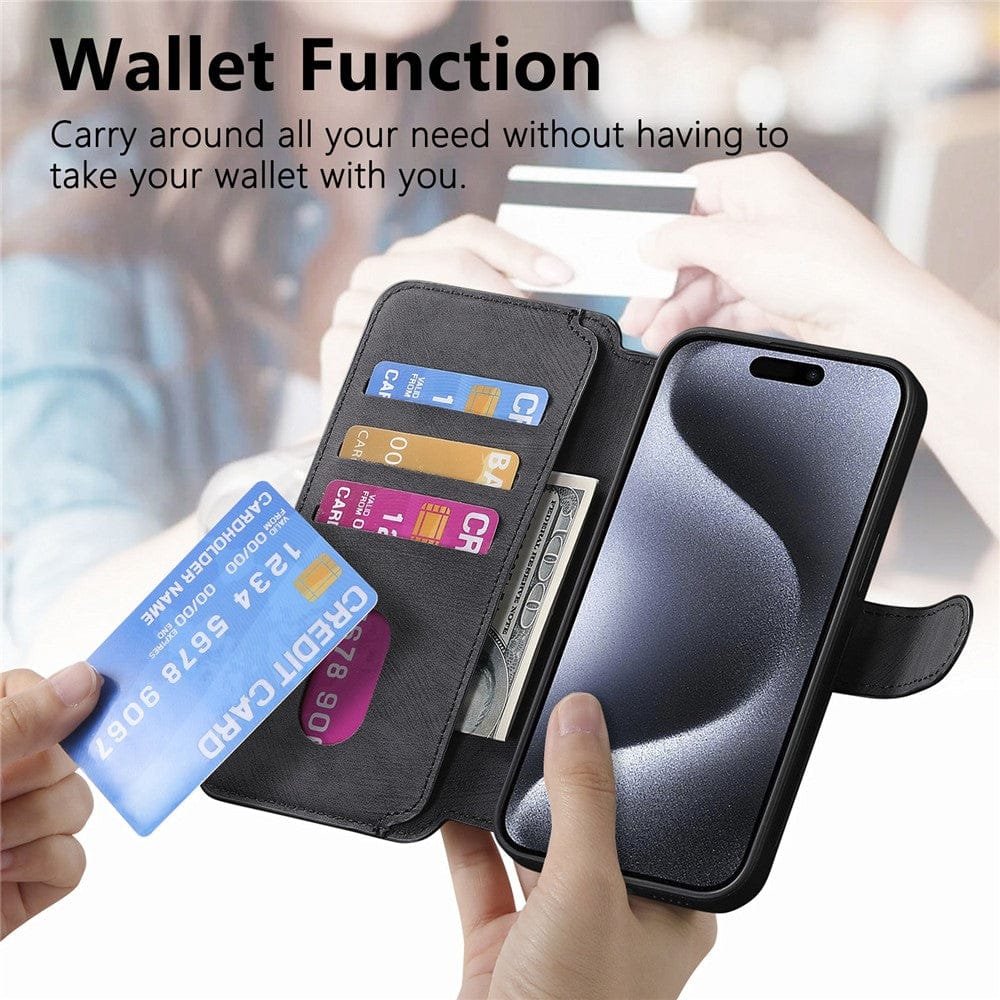 CASENEO MW-03 For iPhone 16 Pro Case Magnetic Detachable Wallet Leather Flip Phone Cover - Image 7