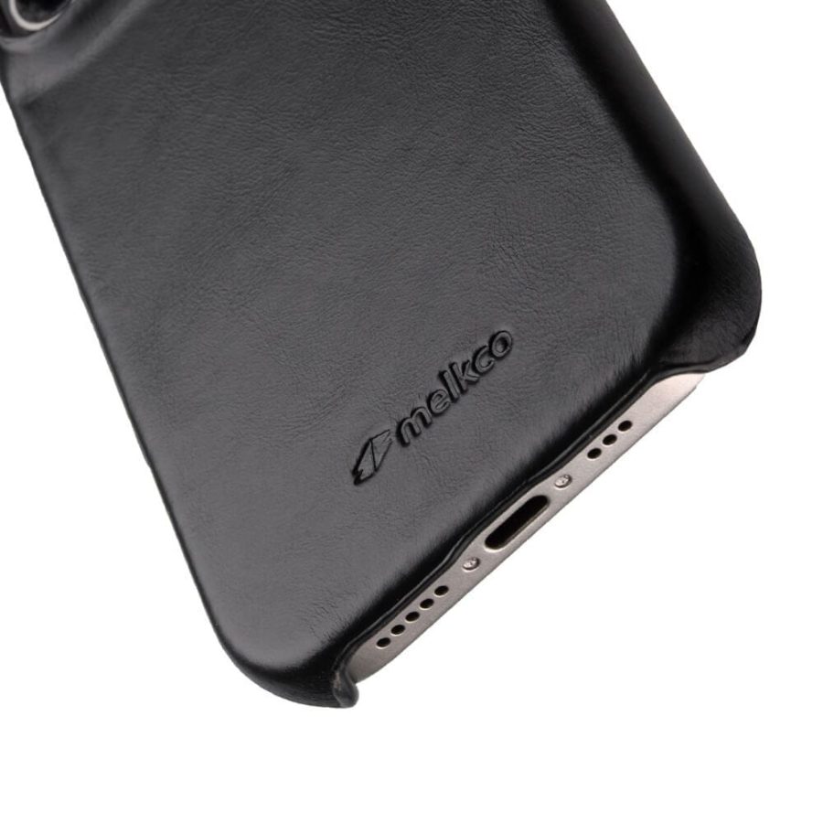 6601118387A-3 MELKCO For iPhone 16 Case Compatible with MagSafe Waxy Genuine Leather PC Phone Back Cover