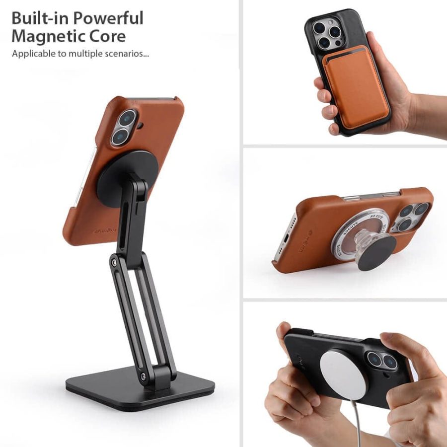 MELKCO For iPhone 16 Pro Case Waxy Genuine Leather Phone Cover | Compatible with MagSafe