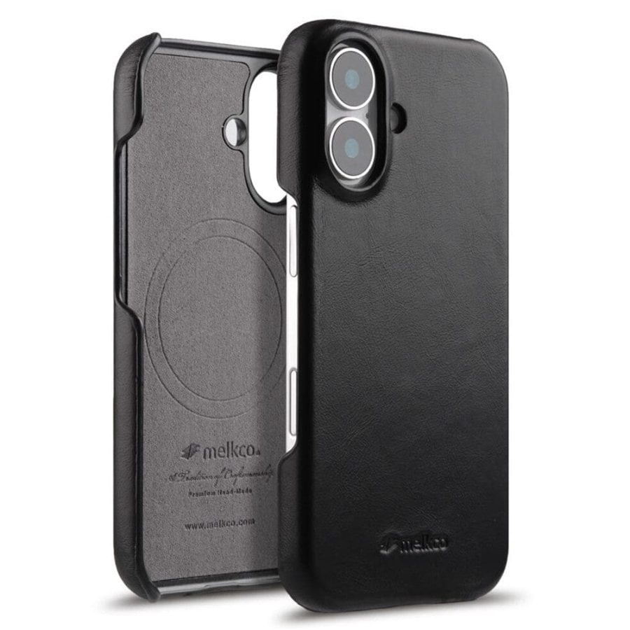 MELKCO For iPhone 16 Plus Case Waxy Genuine Leather Phone Cover | Compatible with MagSafe