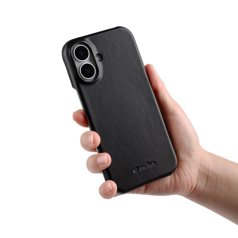 MELKCO For iPhone 16 Plus Case Waxy Genuine Leather Phone Cover | Compatible with MagSafe