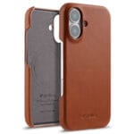 MELKCO For iPhone 16 Plus Case Waxy Genuine Leather Phone Cover | Compatible with MagSafe