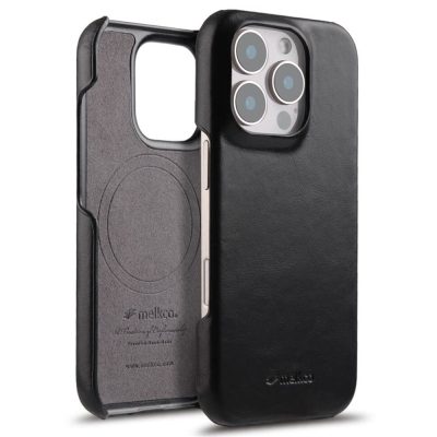 MELKCO For iPhone 16 Pro Max Case Waxy Genuine Leather Phone Cover | Compatible with MagSafe