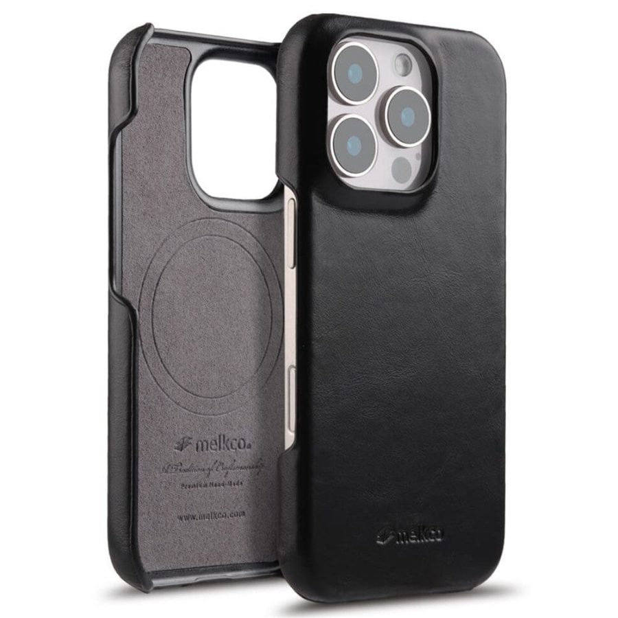 MELKCO For iPhone 16 Pro Max Case Waxy Genuine Leather Phone Cover | Compatible with MagSafe