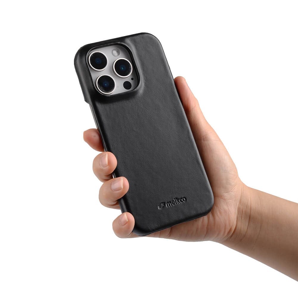 MELKCO For iPhone 16 Pro Max Case Waxy Genuine Leather Phone Cover | Compatible with MagSafe - Image 4