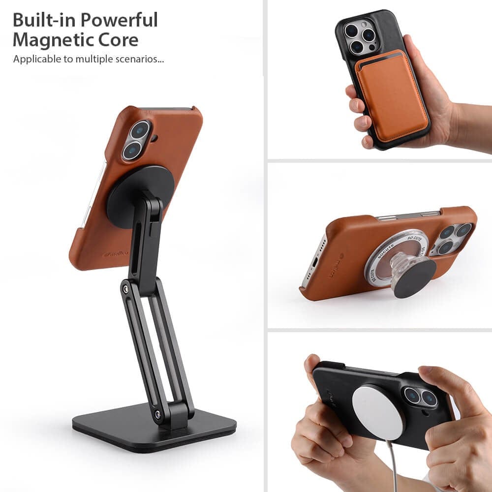 MELKCO For iPhone 16 Pro Max Case Waxy Genuine Leather Phone Cover | Compatible with MagSafe - Image 5