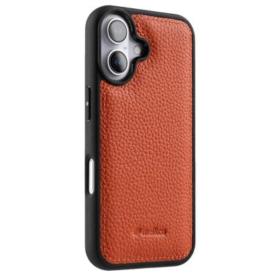 MELKCO For iPhone 16 Case Genuine Leather Coated Phone Cover