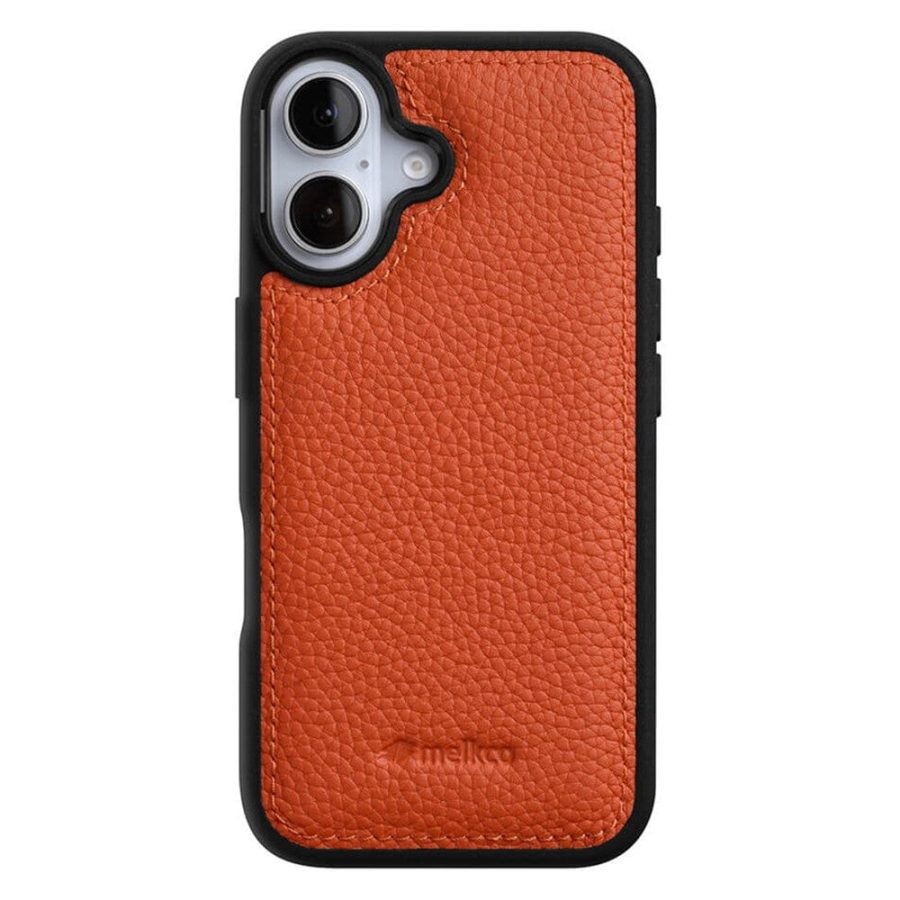 MELKCO For iPhone 16 Case Genuine Leather Coated Phone Cover