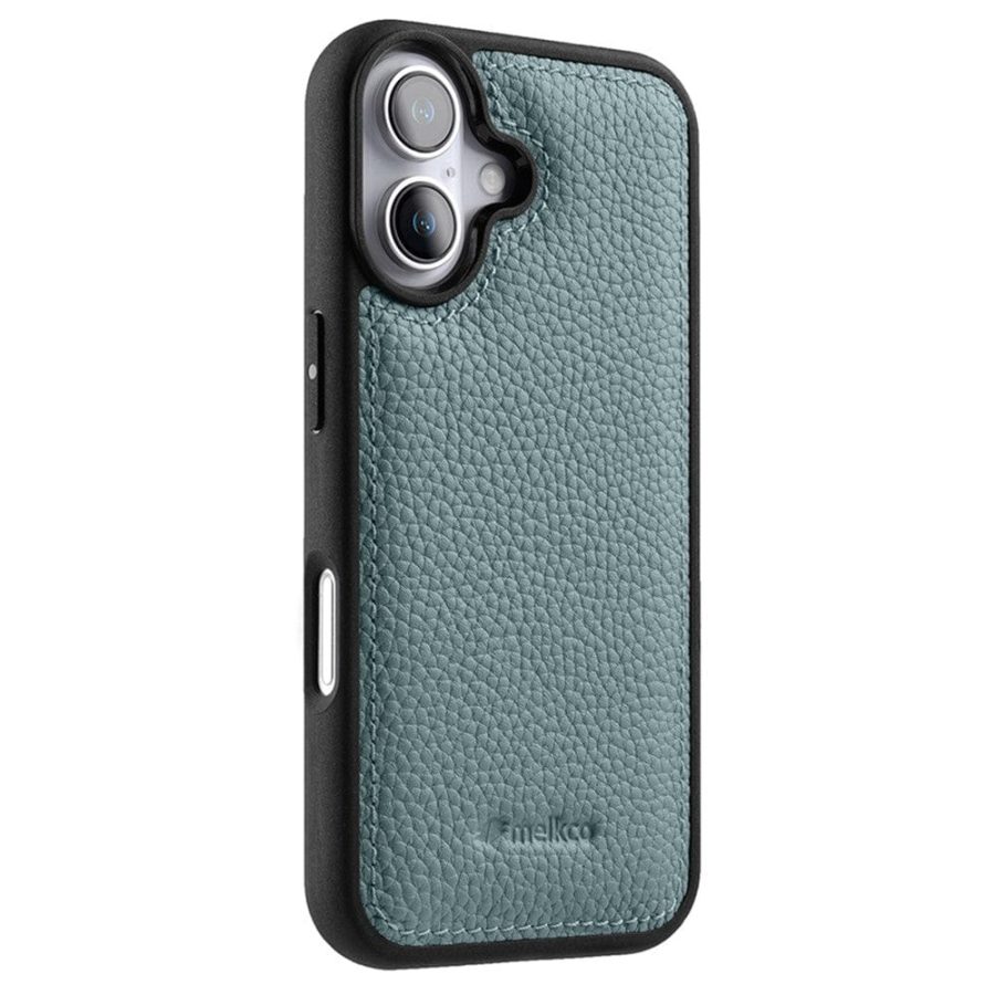 MELKCO For iPhone 16 Case Genuine Leather Coated Phone Cover