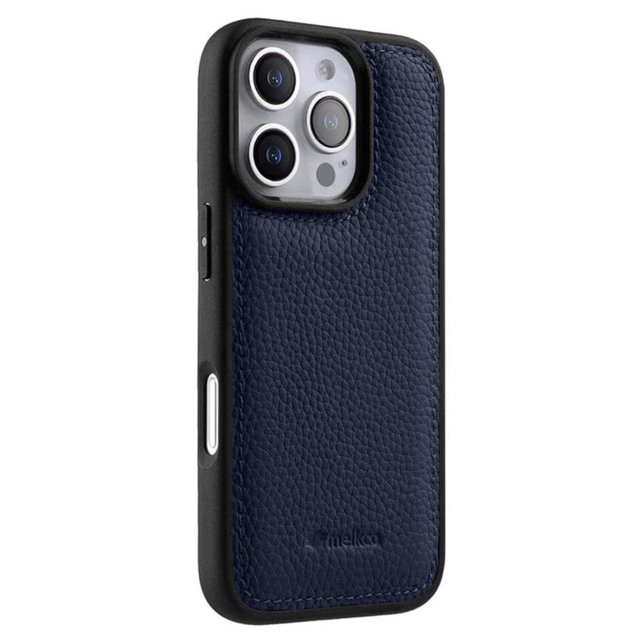 6601118392E-1 MELKCO For iPhone 16 Pro Case Genuine Leather Coated Phone Cover