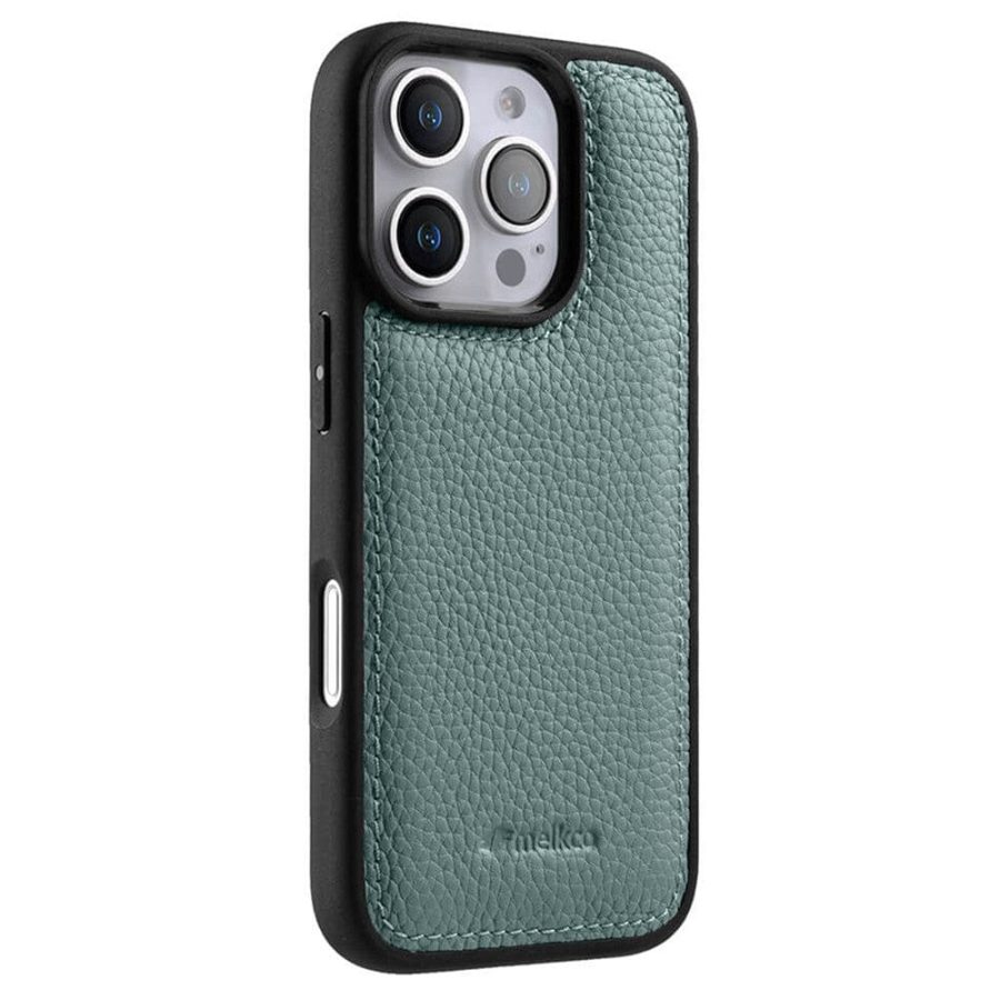 6601118392H-1 MELKCO For iPhone 16 Pro Case Genuine Leather Coated Phone Cover