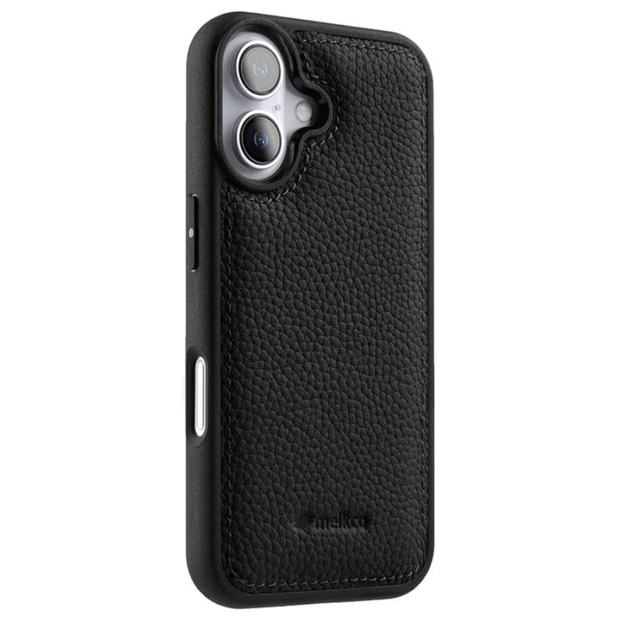 6601118393C-1 MELKCO For iPhone 16 Plus Case Genuine Leather Coated Phone Cover
