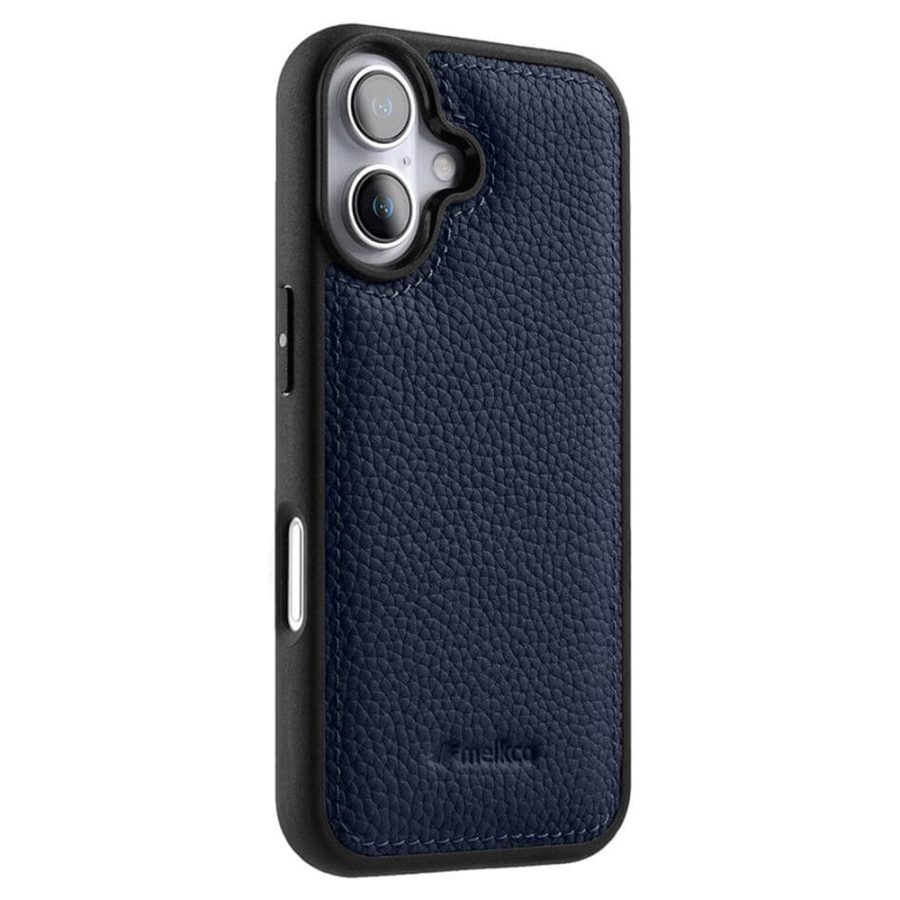 6601118393E-1 MELKCO For iPhone 16 Plus Case Genuine Leather Coated Phone Cover