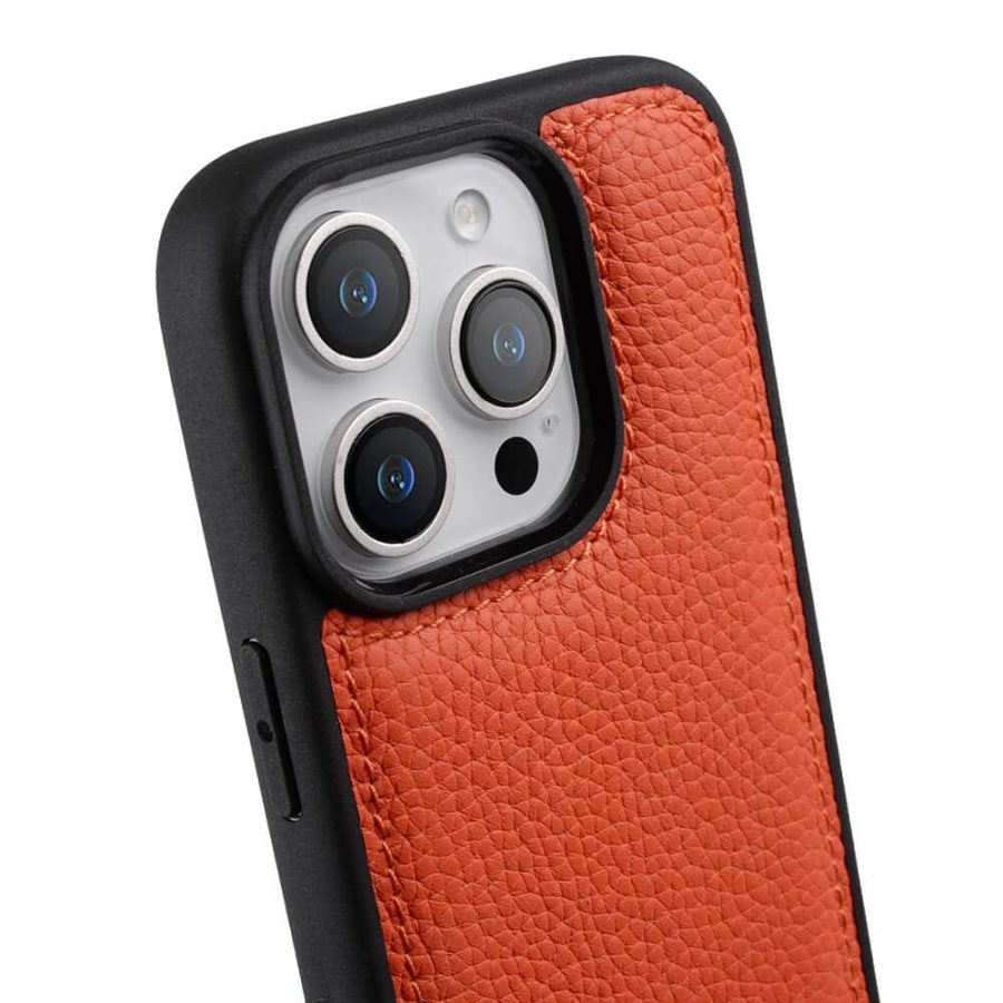 6601118394A-4 MELKCO For iPhone 16 Pro Max Case Genuine Leather Coated Phone Cover