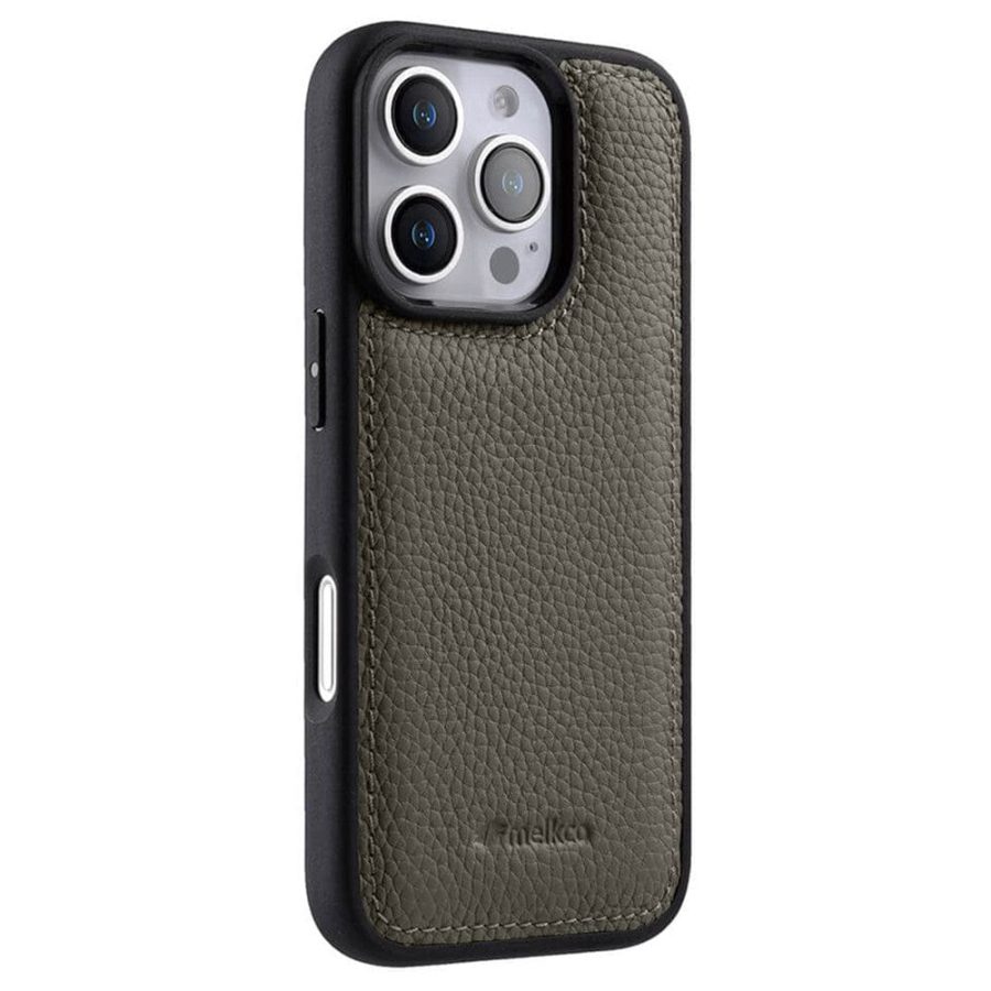 6601118394B-1 MELKCO For iPhone 16 Pro Max Case Genuine Leather Coated Phone Cover