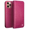 660111855A-1 QIALINO For iPhone 14 Pro Max Genuine Leather Case Crocodile Texture Stand Wallet Folio Flip Phone Cover