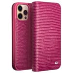 QIALINO For iPhone 14 Pro Max Genuine Leather Case Crocodile Texture Stand Wallet Folio Flip Phone Cover