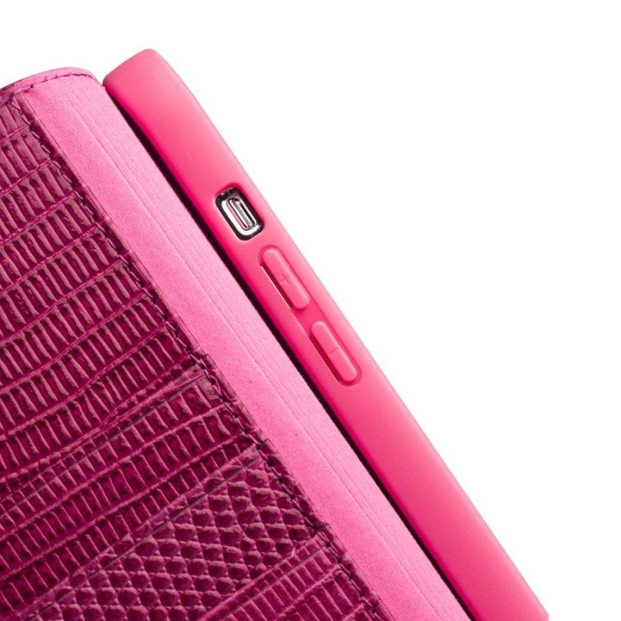 660111855A-4 QIALINO For iPhone 14 Pro Max Genuine Leather Case Crocodile Texture Stand Wallet Folio Flip Phone Cover