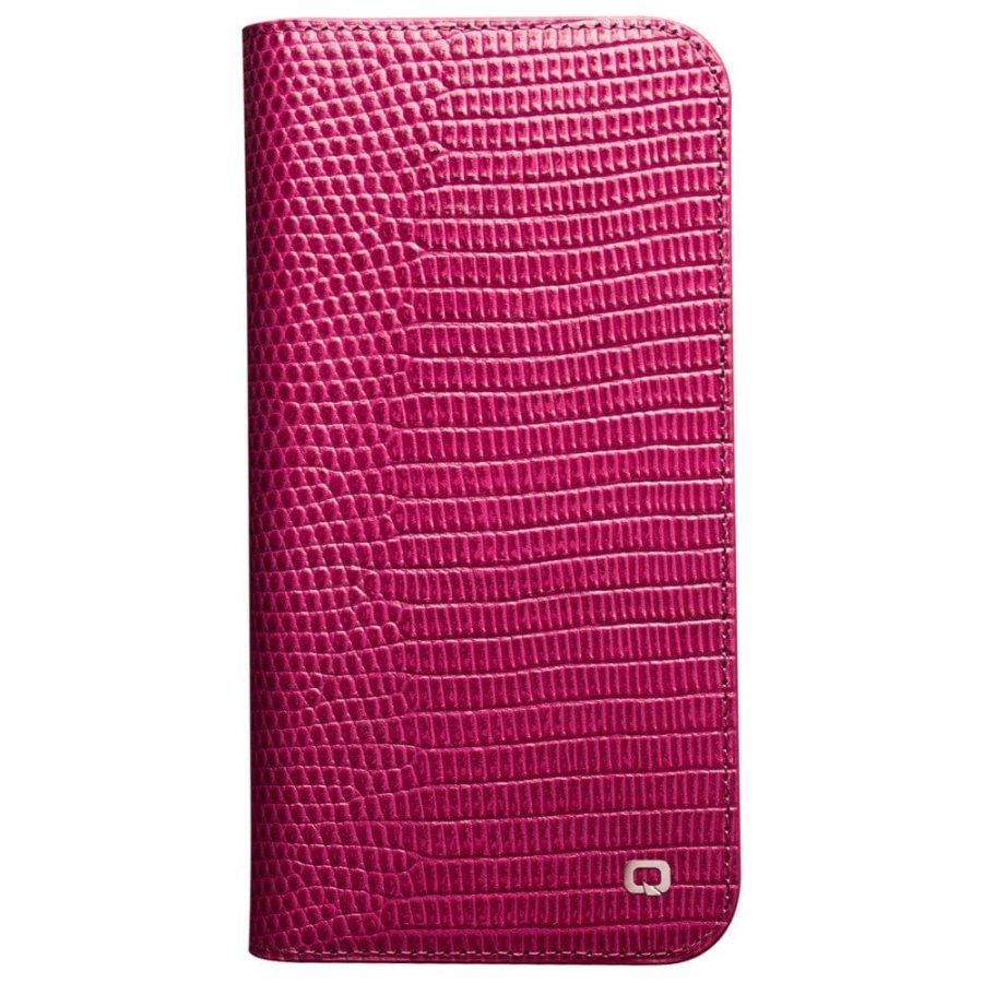 660111855A-7 QIALINO For iPhone 14 Pro Max Genuine Leather Case Crocodile Texture Stand Wallet Folio Flip Phone Cover