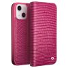 660111857A-1 QIALINO for iPhone 14 Plus Case Scratch Resistant Wallet Stand Crocodile Texture Genuine Leather Anti-Shock Phone Cover