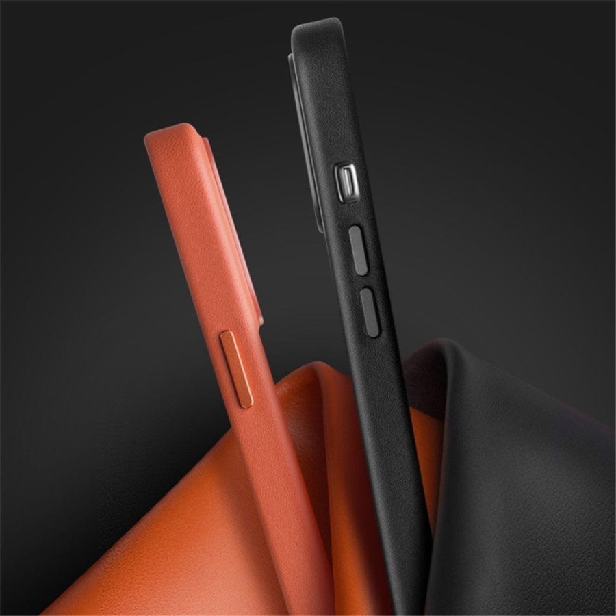 QIALINO for iPhone 14 Pro Shockproof Case Magnetic Phone Genuine Leather Phone Cover