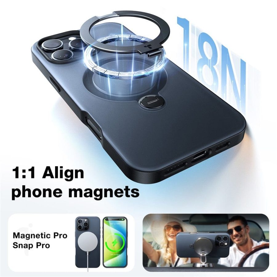 TORRAS Ostand Q3 Spin Series For iPhone 16 Pro Case Compatible with MagSafe Rotating Kickstand PC+TPU Phone Cover by The Case Factory