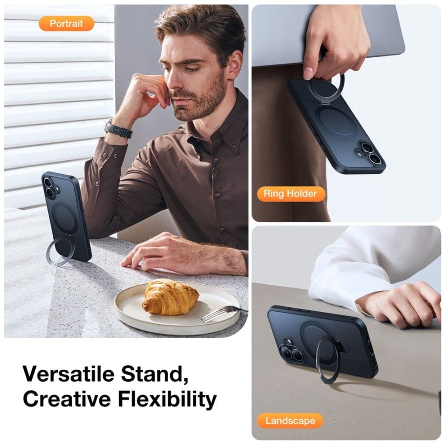 TORRAS Ostand Q1 Guardian Series for iPhone 16 Plus Case Kickstand Phone Cover | Compatible with MagSafe