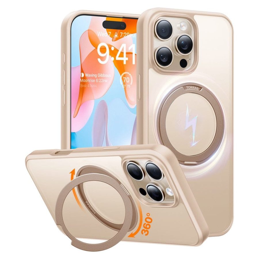 TORRAS Ostand O1 Guardian Series for iPhone 16 Pro Case Rotating Kickstand Phone Cover | Compatible with MagSafe