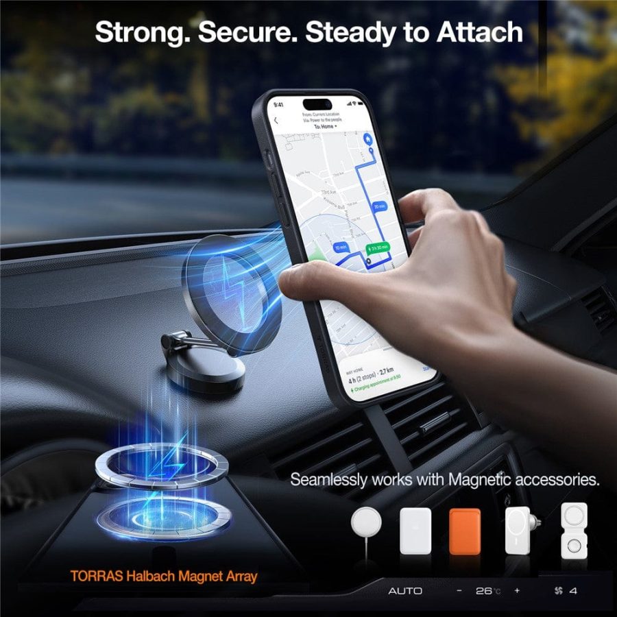TORRAS Ostand L1 Series For iPhone 15 Case Kickstand TPU+PC Phone Cover Compatible with MagSafe by The Case Factory