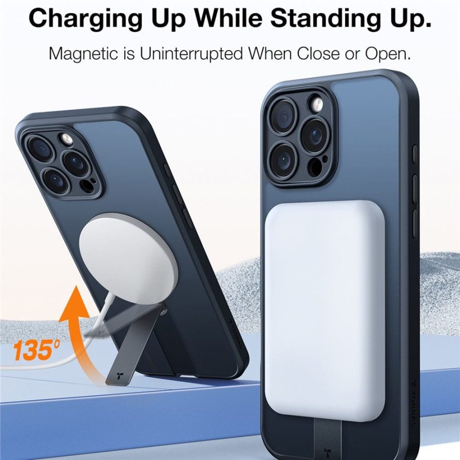 TORRAS Pstand Spin Series For iPhone 16 Pro Max Case Compatible with MagSafe Rotating Kickstand TPU+PC Phone Cover by The Case Factory