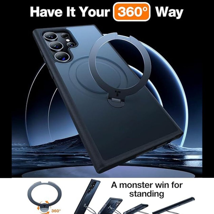6601122830A-2 TORRAS Ostand Q3 Spin Series For Samsung Galaxy S24 Ultra Case Magnetic Kickstand Phone Cover