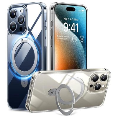 TORRAS Ostand Q1 Guardian Series For iPhone 15 Pro Case Compatible with MagSafe Kickstand PC+TPU Phone Cover, Transparent As Shown by The Case Factory