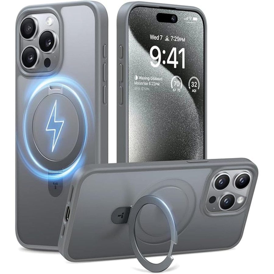 TORRAS Ostand Q1 Guardian Series for iPhone 15 Pro Max Case Kickstand Phone Cover | Compatible with MagSafe