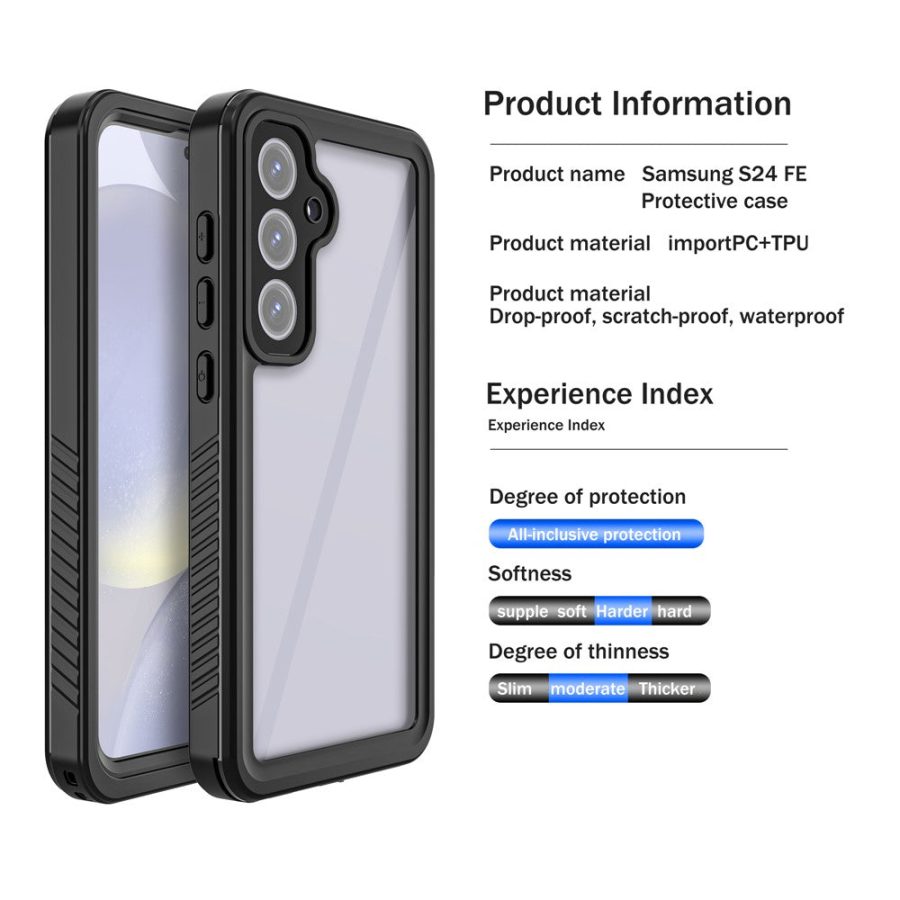 6601125447A-9 REDPEPPER FS Series For Samsung Galaxy S24 FE Case IP68 Waterproof Clear Back Panel Phone Cover