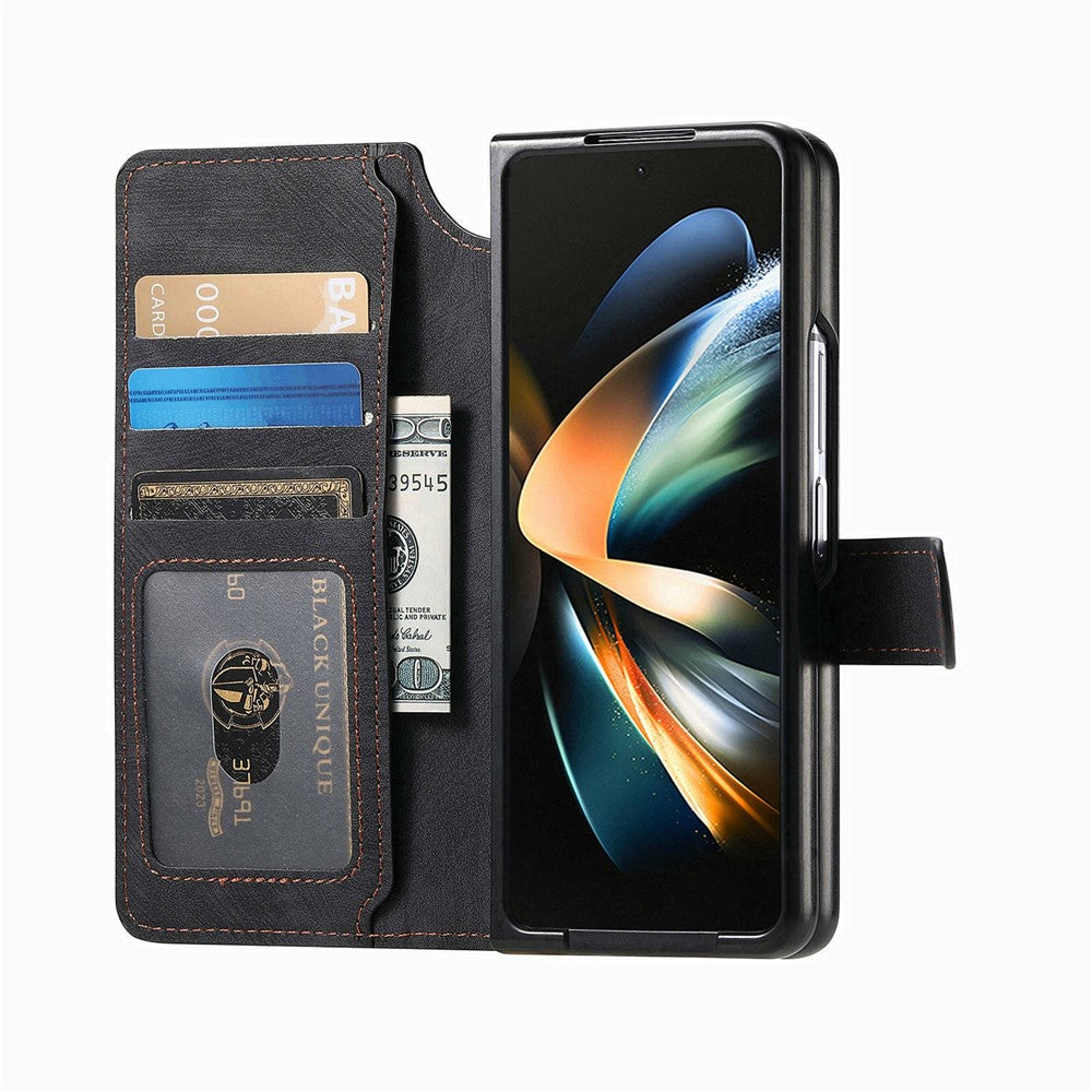 CASENEO For Samsung Galaxy Z Fold4 Leather Case 2-in-1 Magnetic Detachable Wallet Phone Cover - Image 2