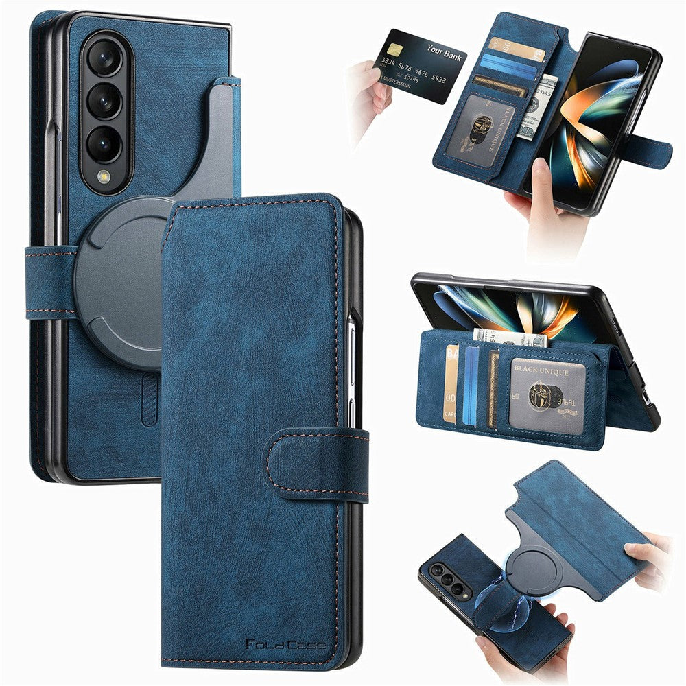 CASENEO For Samsung Galaxy Z Fold4 Leather Case 2-in-1 Magnetic Detachable Wallet Phone Cover - Image 15