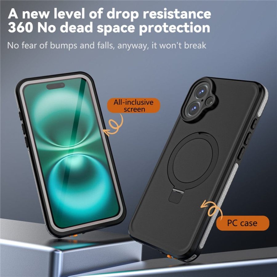 6601126213A-7 REDPEPPER IP68 Waterproof Case For iPhone 16 Plus Phone Back Cover Kickstand | Compatible with MagSafe