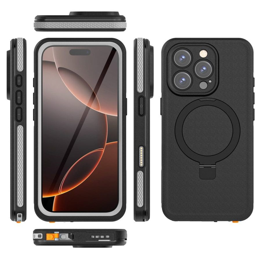 6601126214A-10 REDPEPPER IP68 Waterproof Case For iPhone 16 Pro Max Phone Back Cover Kickstand | Compatible with MagSafe