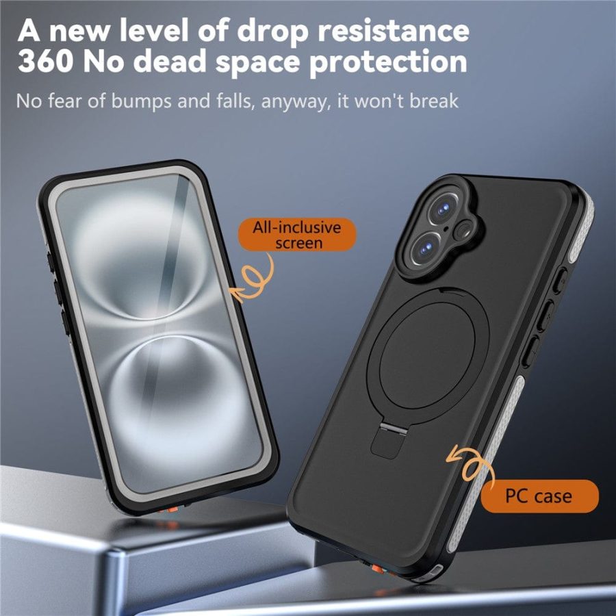 6601126215A-4 REDPEPPER IP68 Waterproof Case For iPhone 16 Phone Back Cover Kickstand | Compatible with MagSafe