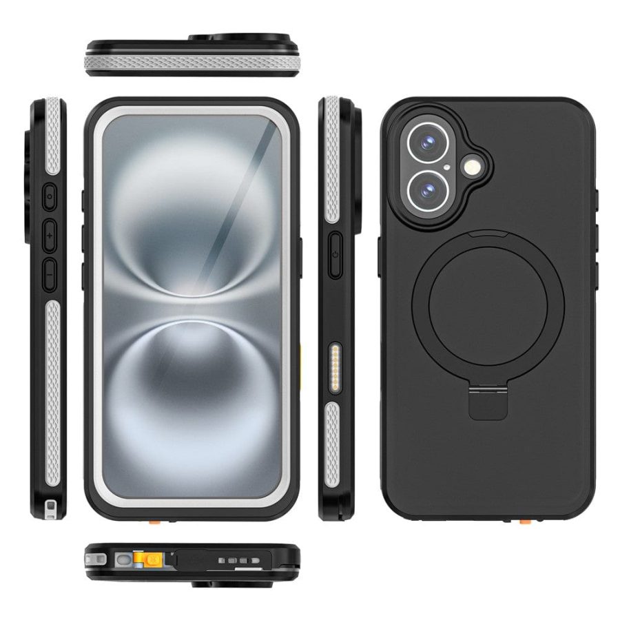 6601126215A-9 REDPEPPER IP68 Waterproof Case For iPhone 16 Phone Back Cover Kickstand | Compatible with MagSafe