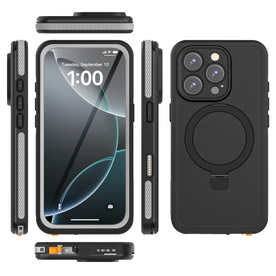 6601126216A-10 REDPEPPER IP68 Waterproof Case For iPhone 16 Pro Phone Back Cover Kickstand | Compatible with MagSafe