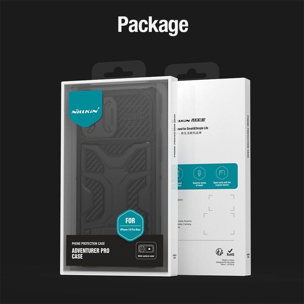 NILLKIN for iPhone 14 Pro Max Adventurer Pro Anti-drop Phone Case Kickstand Honeycomb Twill Slide Camera Cover Phone Cover - Image 7