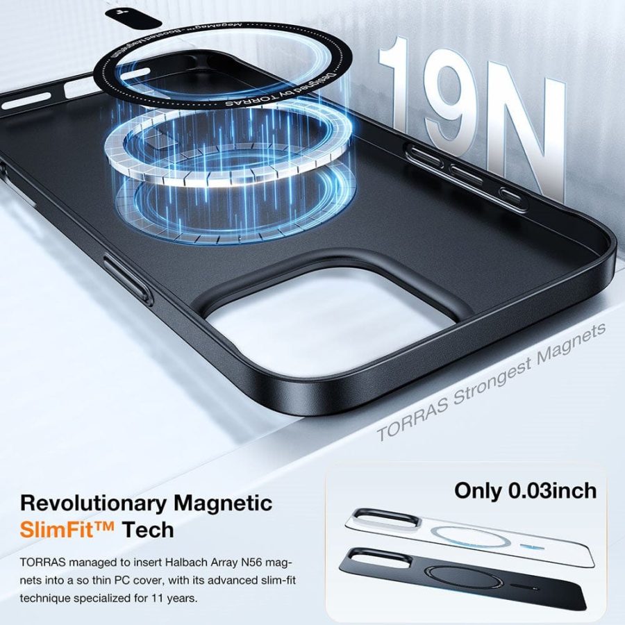 TORRAS Slimfit Mag Series For iPhone 16 Pro Max Case Shockproof Phone Cover | Compatible with MagSafe