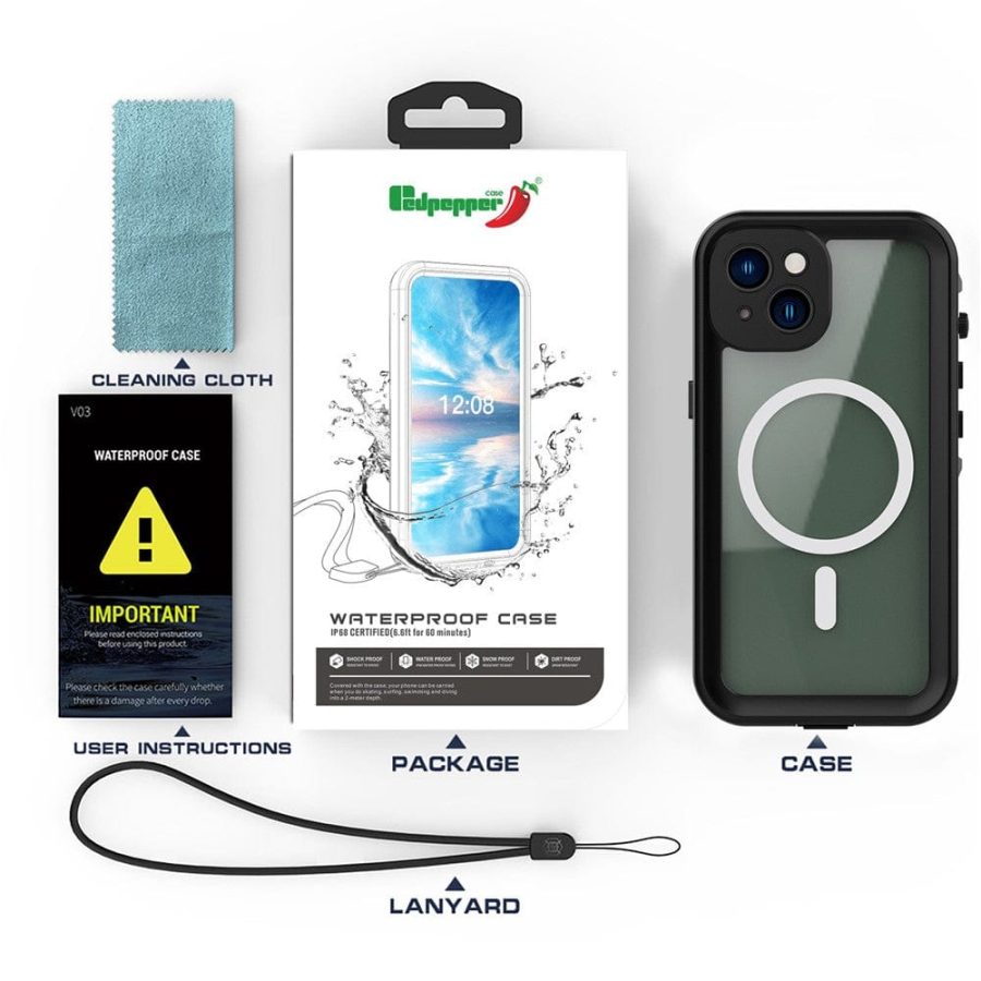 REDPEPPER Dot+ Series For iPhone 14 Plus Case IP68 Waterproof Clear Phone Cover | Compatible with MagSafe