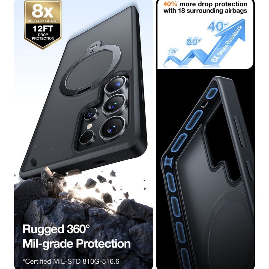 TORRAS Ostand Q3 Spin Series For Samsung Galaxy S25 Ultra Case Rotating Kickstand Phone Cover | Compatible with MagSafe