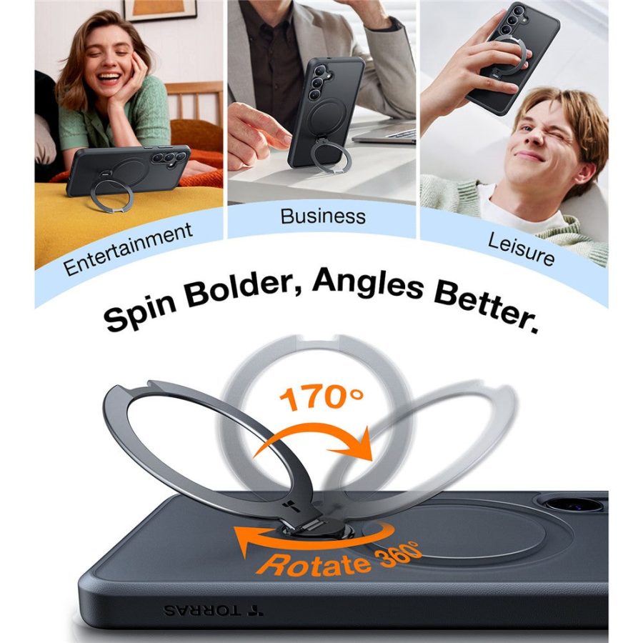 TORRAS Ostand Q3 Spin Series For Samsung Galaxy S25+ Case Rotating Kickstand Phone Cover | Compatible with MagSafe