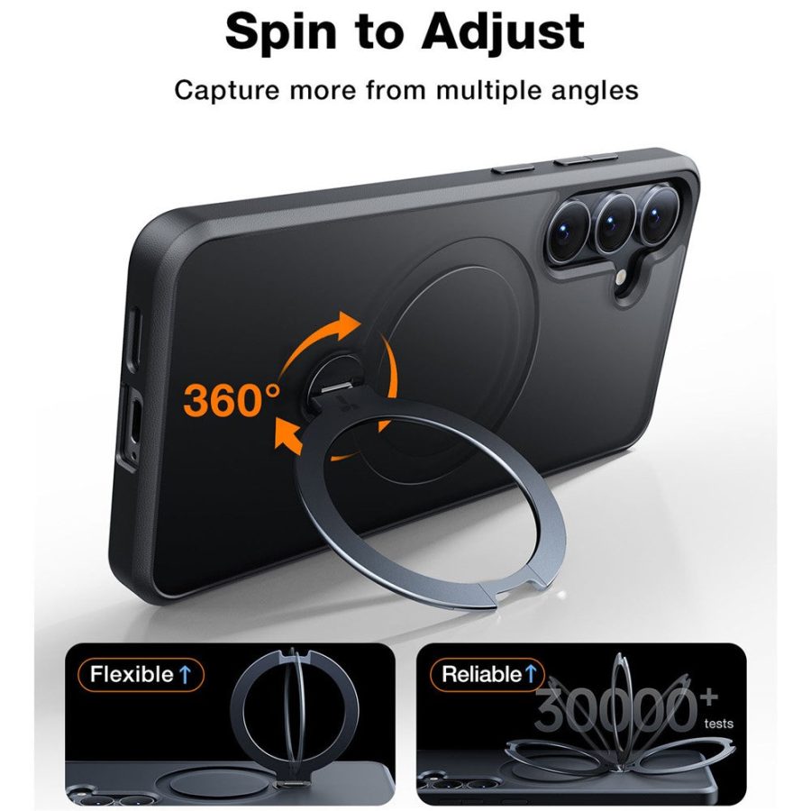 TORRAS Ostand Q3 Spin Series For Samsung Galaxy S25 Case Rotating Kickstand Phone Cover | Compatible with MagSafe